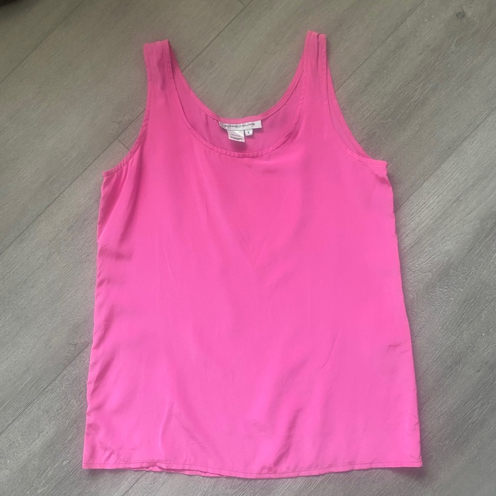 Alfred Sung Vintage 100% Silk‎ Hot Pink  Tank Lightweight Flowy Summer Size 6